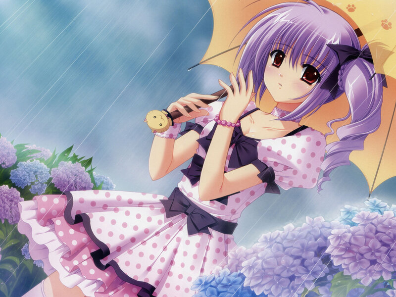 Purple-haired Girl with Umbrella — Purple