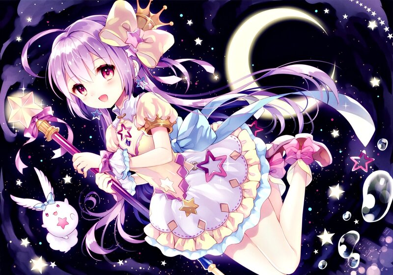 Purple-haired Girl with Wand — Purple, Dreamy, Night