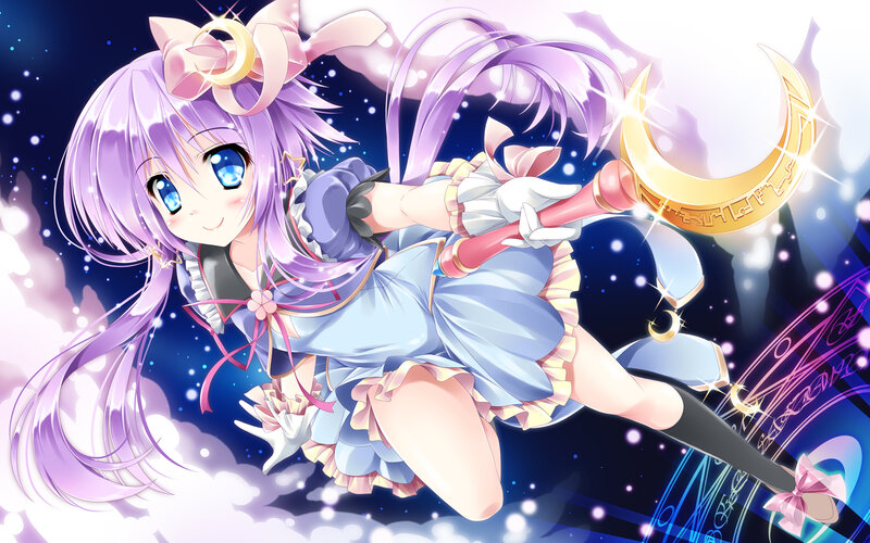 Purple-haired Girl with Wand — Purple, Magical, Night