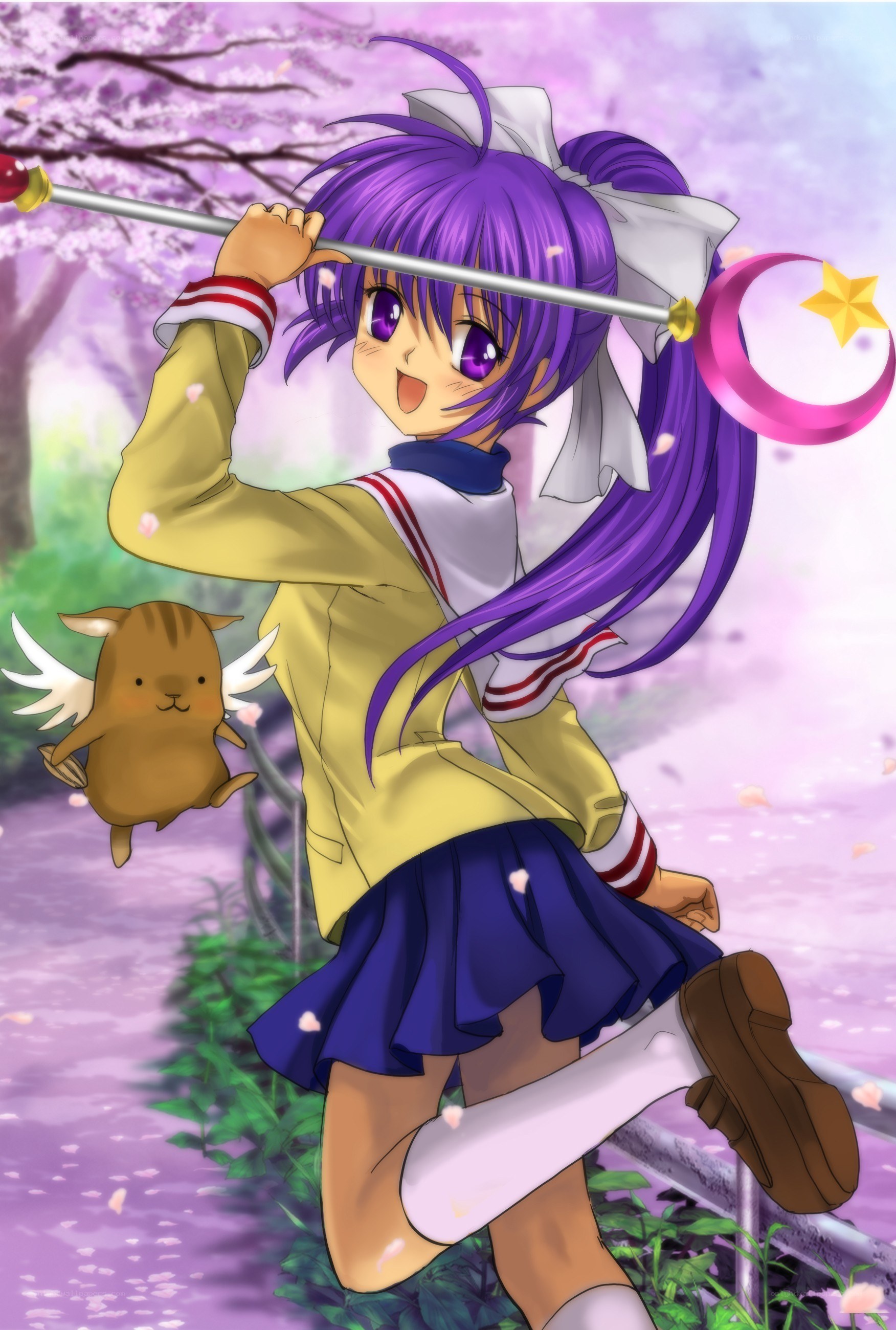 Purple-haired girl with wand