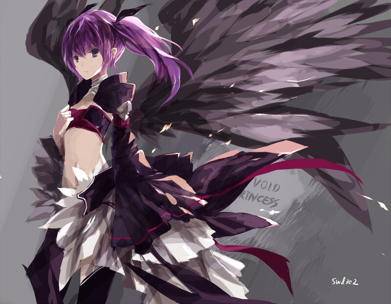 Purple-haired Girl with Wings — Purple, Dramatic, Digital Art