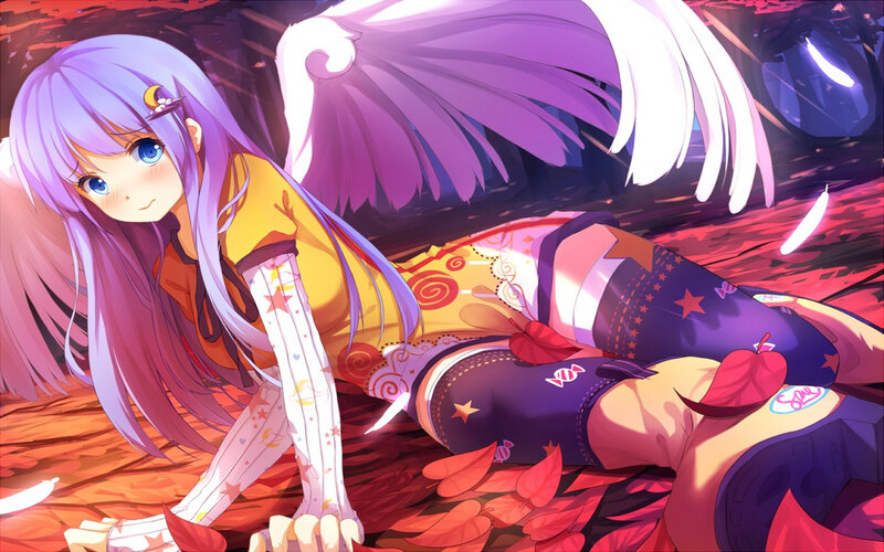 Purple-haired Girl with Wings — Purple, Dramatic, Night