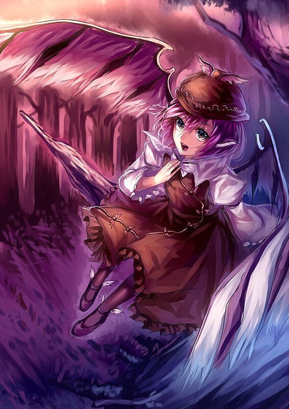 Purple-haired Girl with Wings — Purple, Dramatic, Sunset