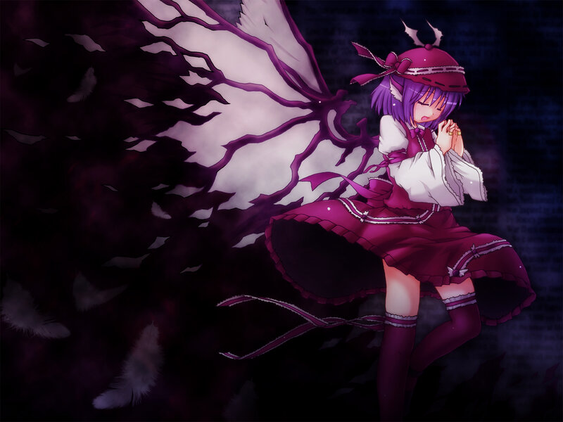 Purple-haired Girl with Wings — Purple, Dramatic
