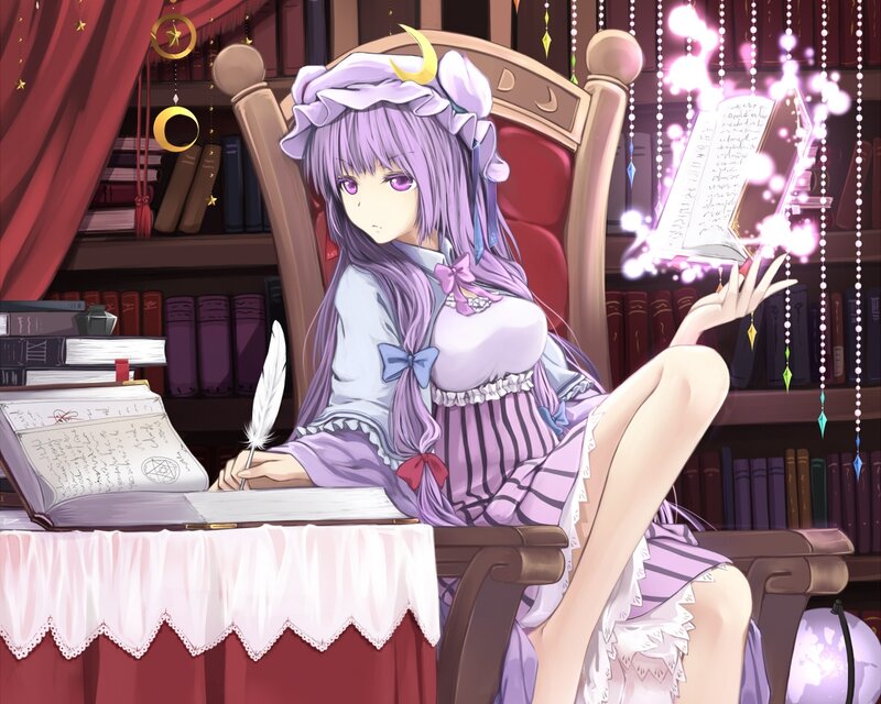 Purple-haired Girl Writing — Purple, Calm
