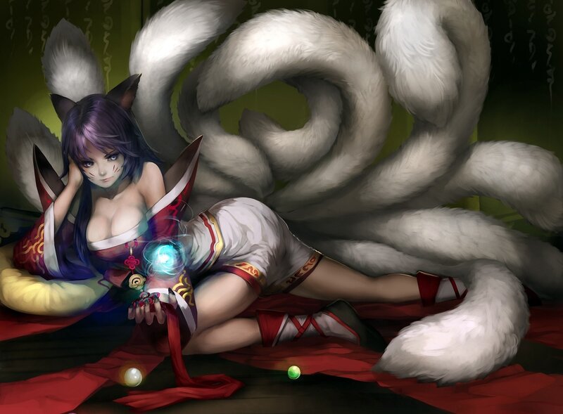 Purple-haired Kitsune Girl — White