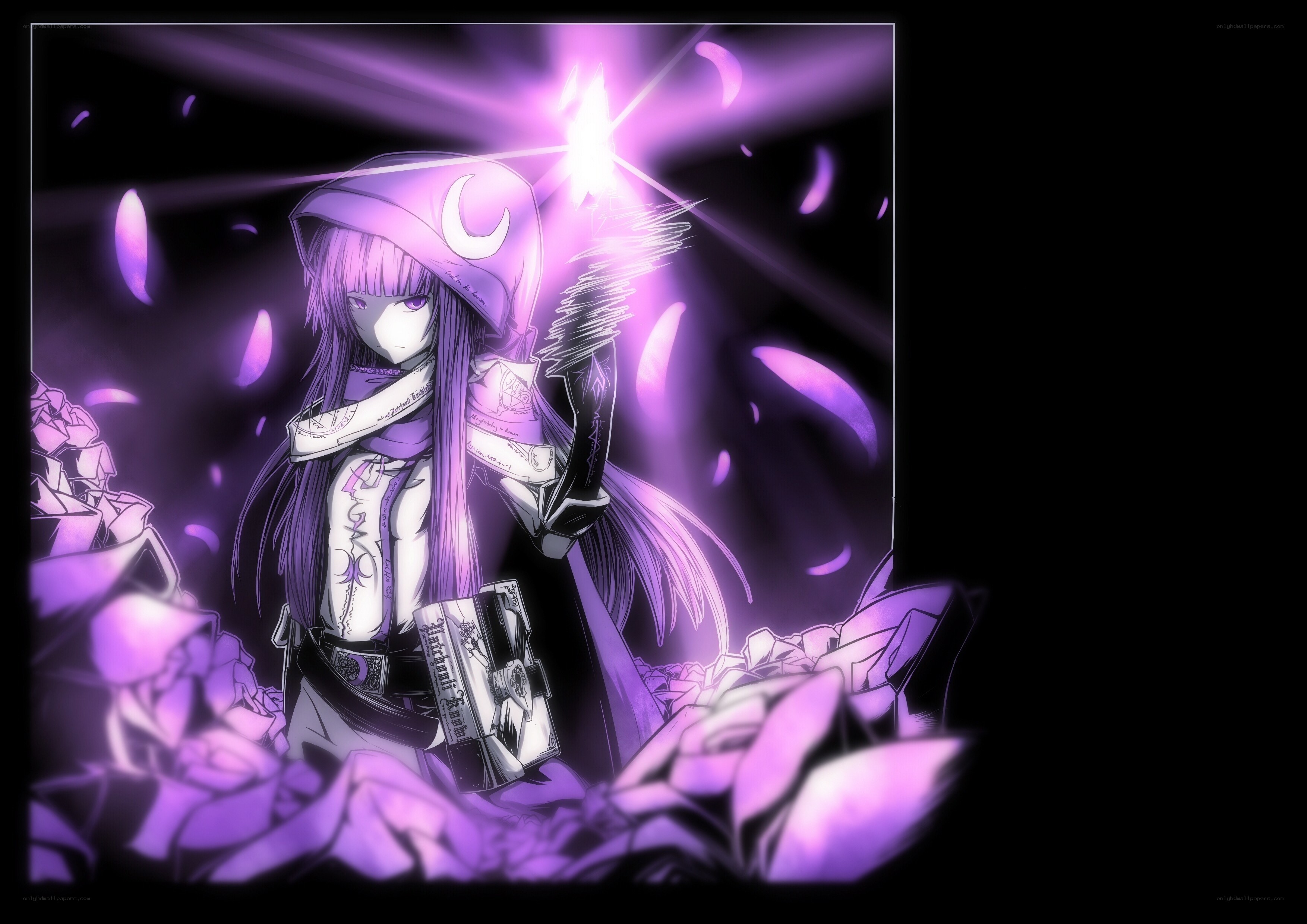 purple-haired mage casting spell