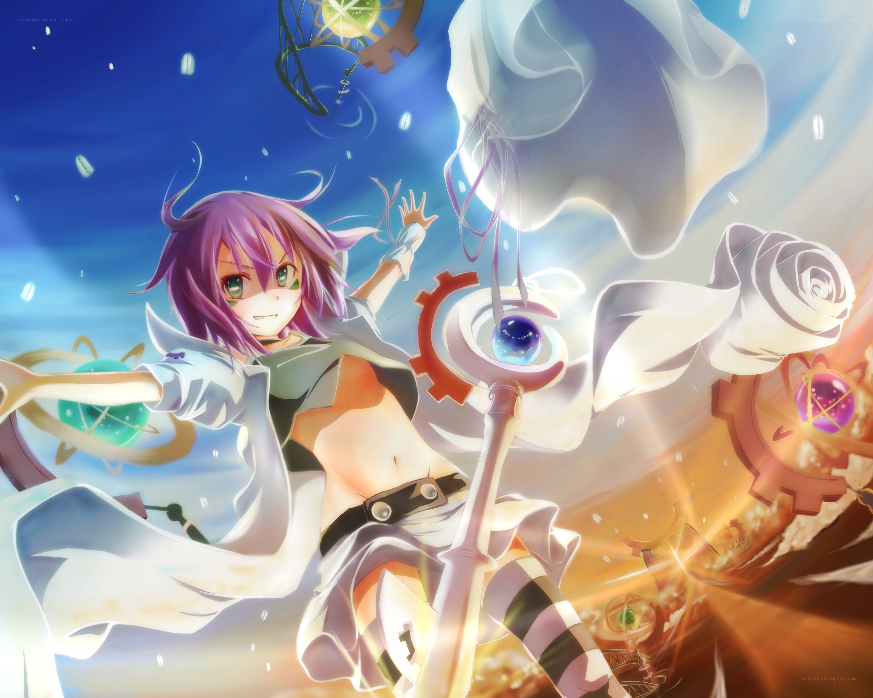 Purple-haired mage in magical battle