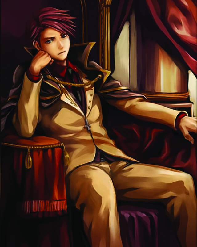 purple-haired noble in a carriage