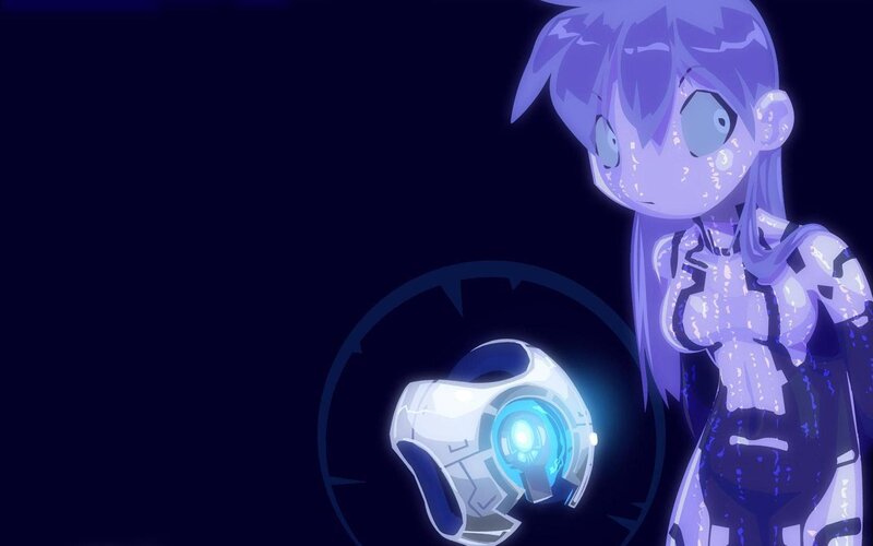 Purple-haired Robot Girl — Purple, Dramatic, Night
