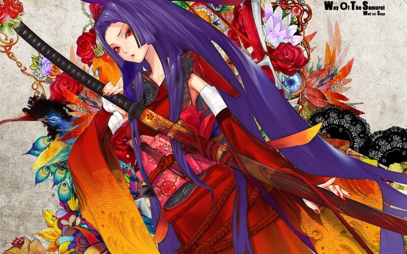Purple-haired Samurai Woman