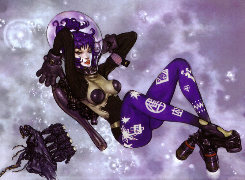 purple-haired space diver
