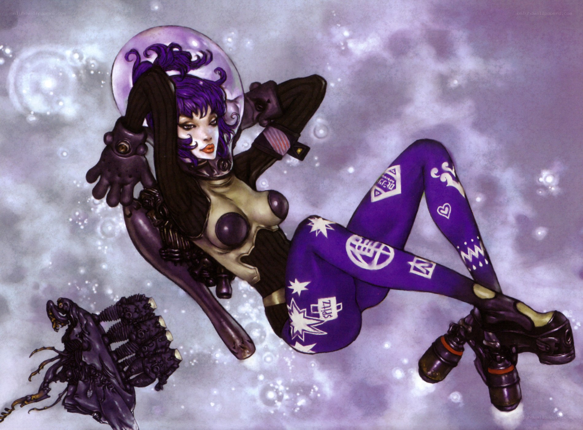purple-haired space diver