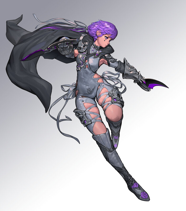 Purple-haired Warrior — Gray