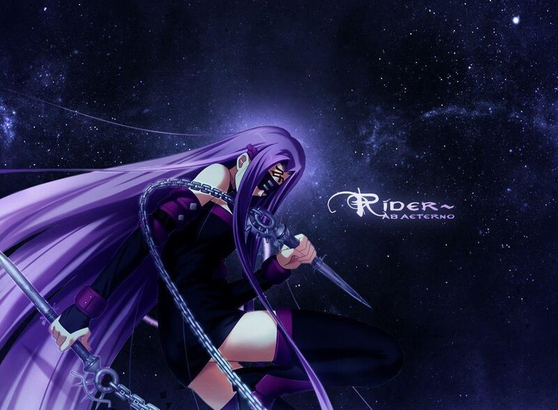 Purple-haired warrior in space