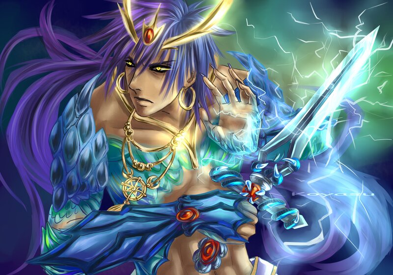 Purple-haired Warrior with Sword — Purple