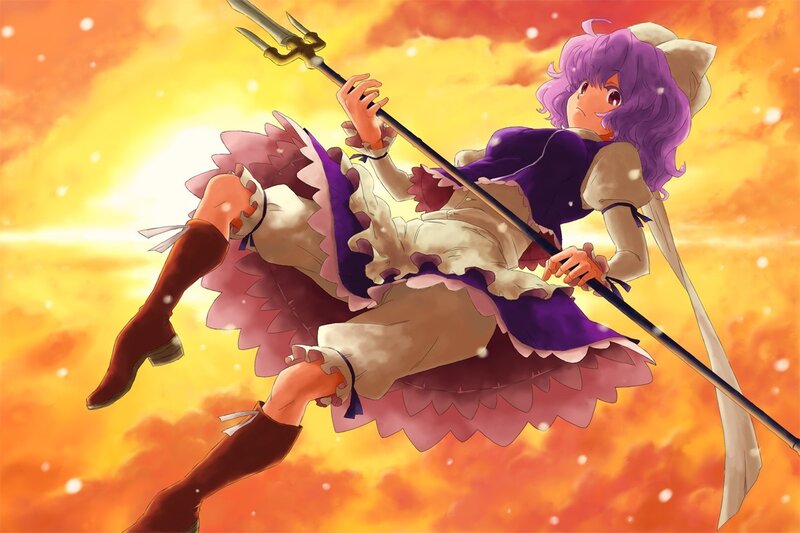 Purple-haired warrior with trident