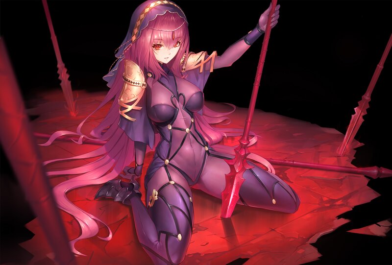 Purple-haired Warrior Woman — Purple, Dramatic, Night, Digital Art