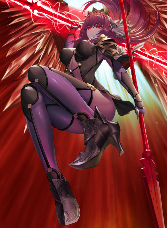 Purple-haired Warrior Woman — Red