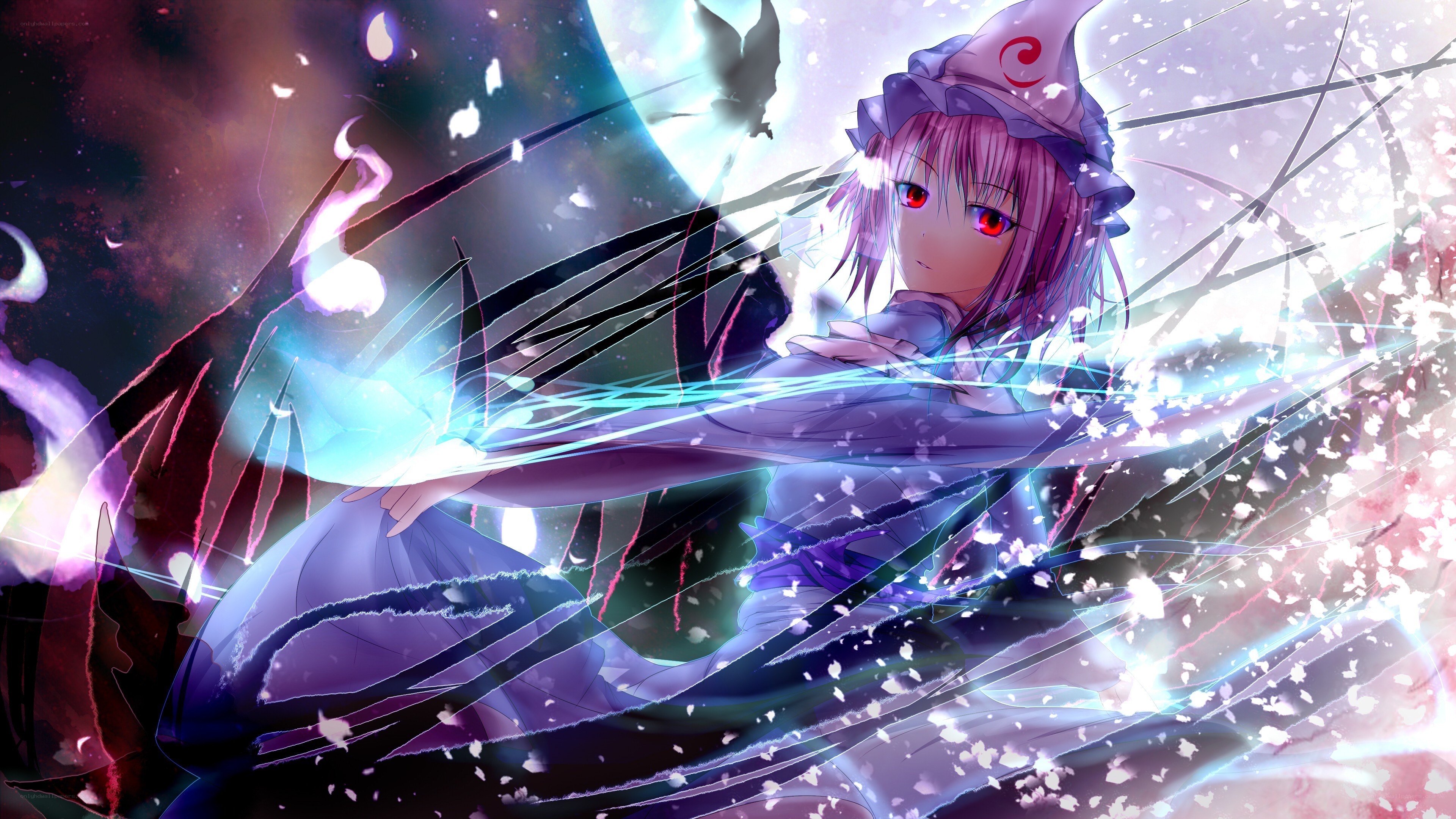 purple-haired witch in battle