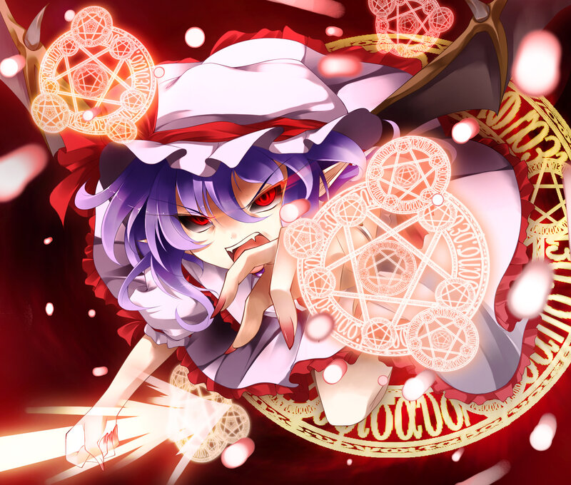 purple-haired witch with red eyes