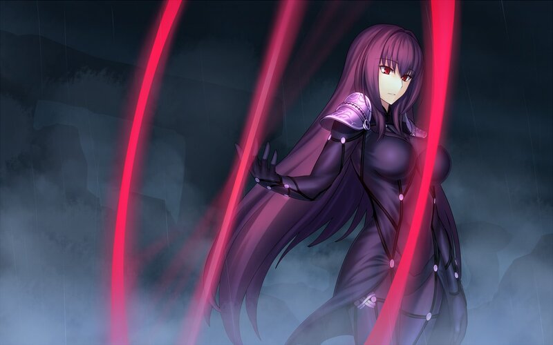 Purple-haired Woman in Armor