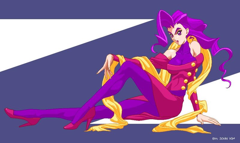 Purple-haired Woman in Costume