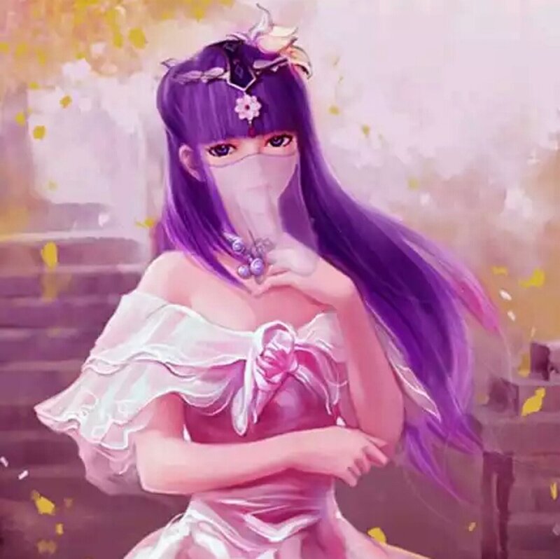 Purple-haired Woman in Dress — Purple, Serene