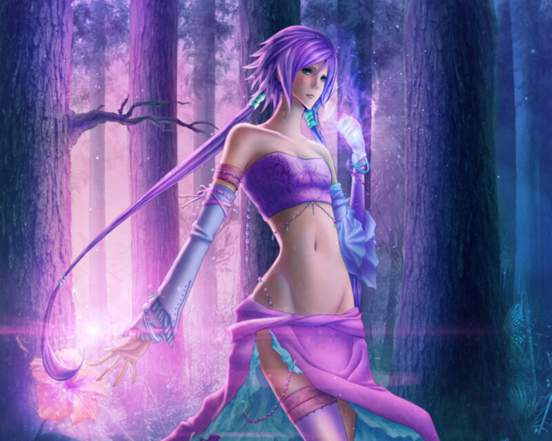 Purple-haired Woman in Forest — Purple