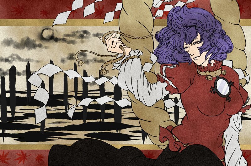 Purple-haired Woman in Red — Dramatic