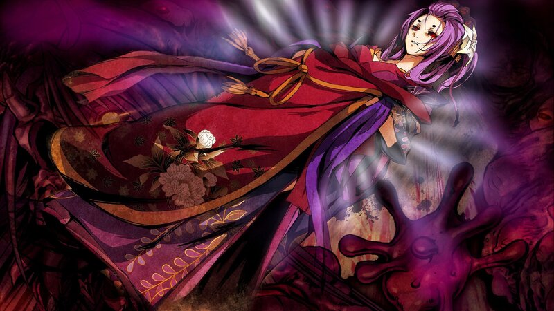 Purple-haired Woman in Red Kimono