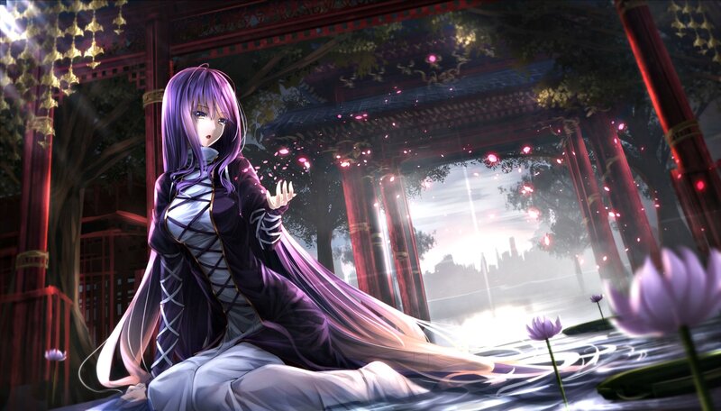 Purple-haired Woman in Water — Purple, Serene