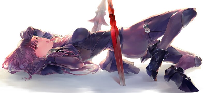 Purple-haired Woman Lying Down