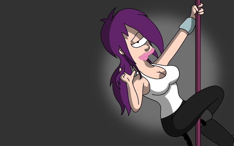 Purple-haired Woman on Pole