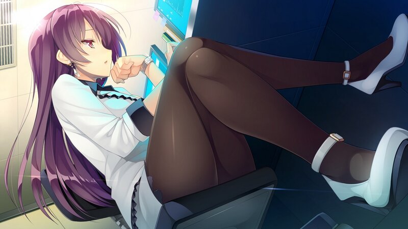 Purple-haired Woman Sitting — Purple