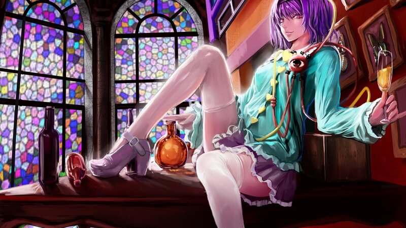 Purple-haired Woman Sitting