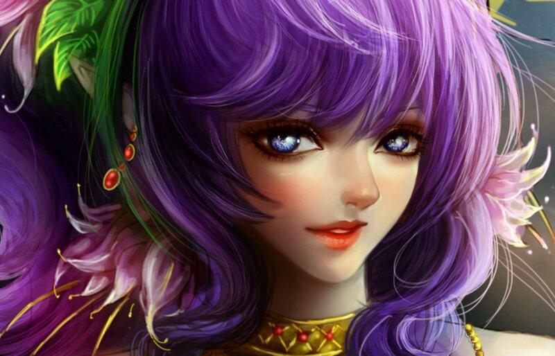 Purple-haired Woman
