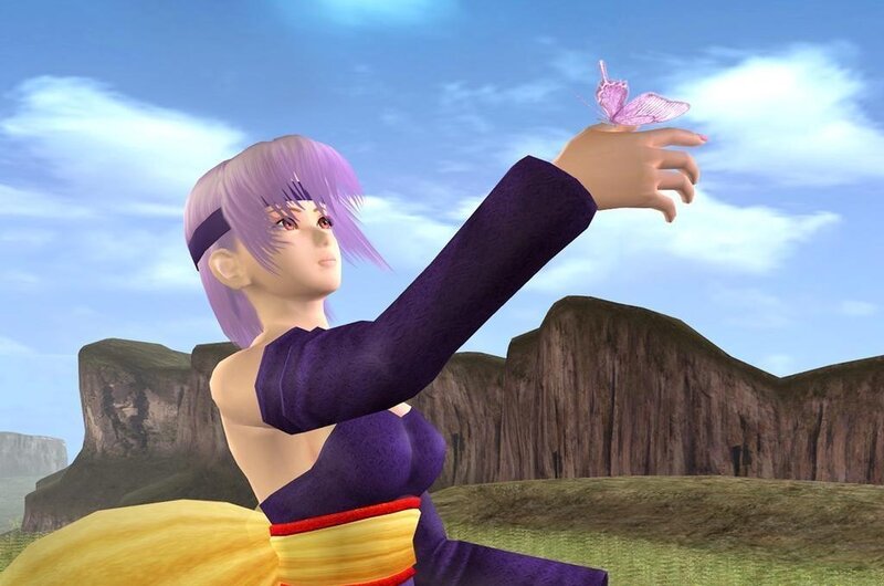 Purple-haired Woman with Butterfly