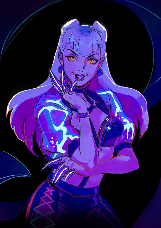 Purple-haired Woman with Claws