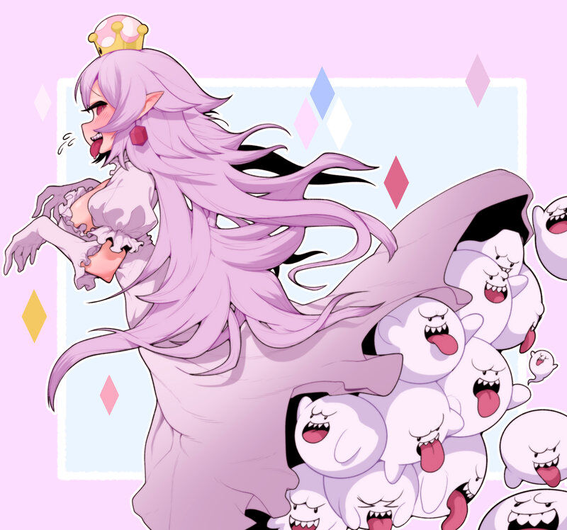 Purple-haired Woman with Ghosts