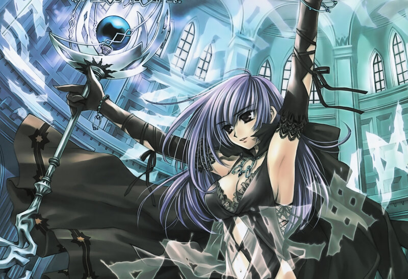 Purple-haired Woman with Staff