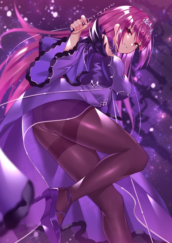 Purple-haired Woman with Sword — Purple, Dramatic