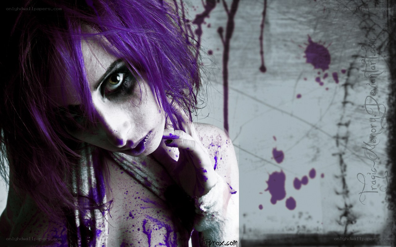 purple-haired zombie woman