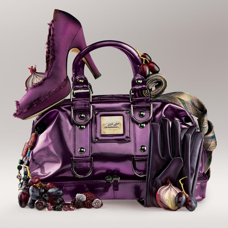 Purple Handbag with Accessories