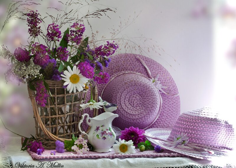 Purple Hats and Flowers