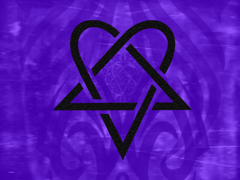 purple heart and triangle symbol