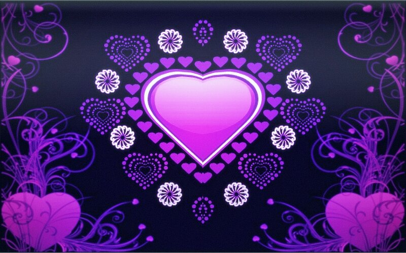 Purple Heart Design — Romantic, Digital Art, Flowers
