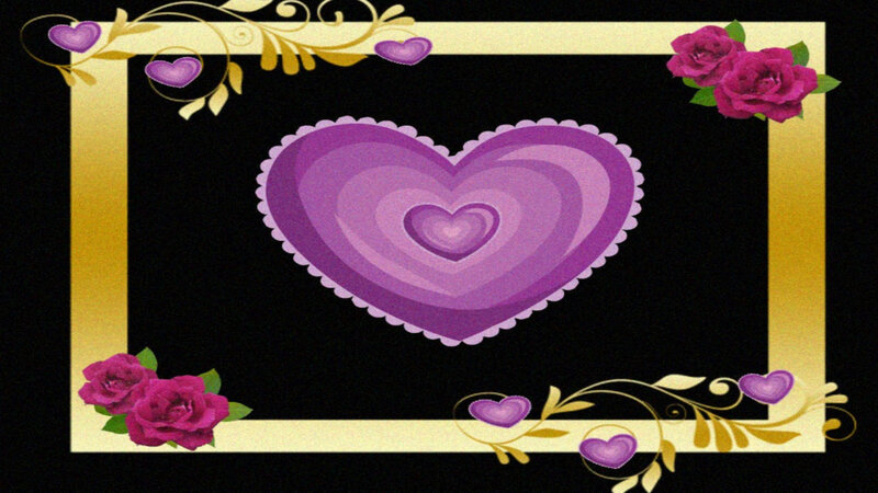 Purple Heart Design — Romantic, Digital Art, Roses