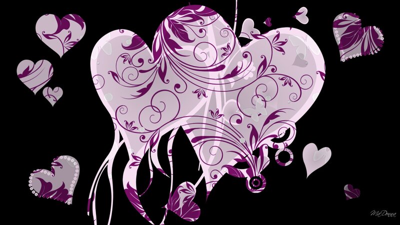 Purple Heart Design — Romantic, Vector Art, Hearts