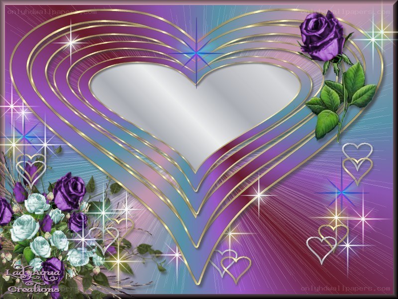 purple heart frame with roses